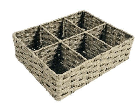 Superior Rectangular PE Resin 6-Divider Basket with Standard Weave